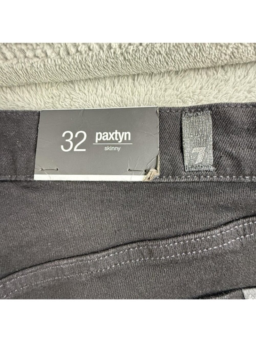 7 For All Mankind Paxtyn Jeans Mens 32x33 Black Skinny Stretch Dark Wash Denim - Picture 10 of 16